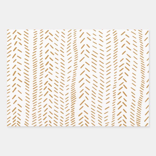 Abstracte organische lijnkunst in Boho Gold Inpakpapier Vel (Voorkant)