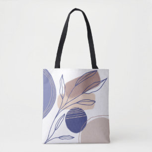 Abstracte organische vormen - Blauw en beige Draagtas