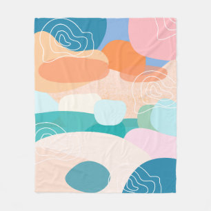 Abstracte Organische Vormen Zonsondergang Kleurenp Fleece Deken