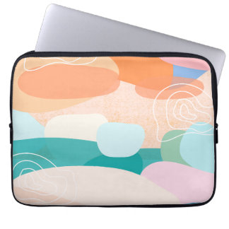 Abstracte Organische Vormen Zonsondergang Kleurenp Laptop Sleeve