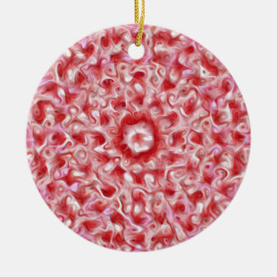 Abstracte-ornament rode en roze zwepen keramisch ornament
