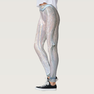 Abstracte Oude Houtdeur Blauw/Grijze Gepersonalise Leggings