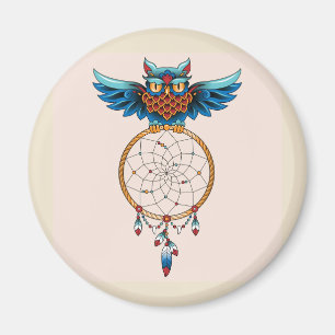 Abstracte Owl Dream catcher Magnet Magneet
