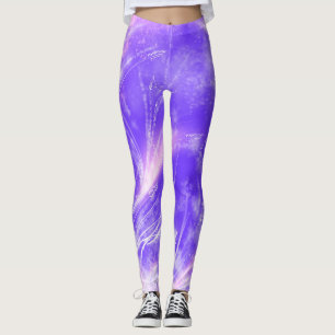 Abstracte Paardebloemen & vuurvliegjes Paarse Leggings
