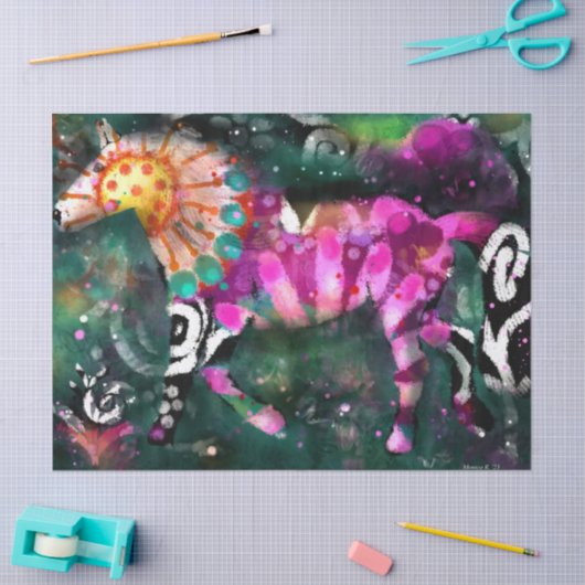 Abstracte Paardenbloem Roze Groen Decoupage Tissuepapier (Craft)