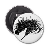 Abstracte paardenkop button flesopener (Voorkant)