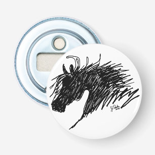 Abstracte paardenkop button flesopener