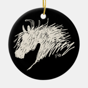 Abstracte paardenkop keramisch ornament