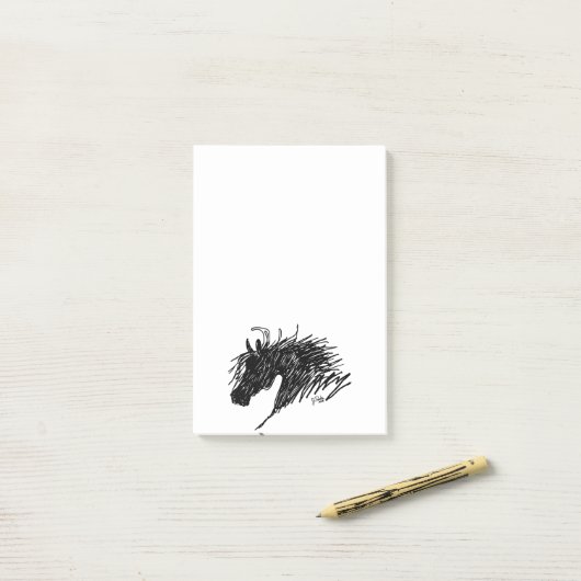 Abstracte paardenkop post-it® notes (Op bureau)