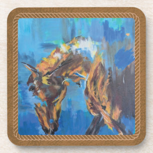 Abstracte paardenkunst bier onderzetter