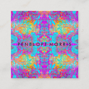 Abstracte Paarse Aqua Oranje Beauty Stylist Vierkante Visitekaartje