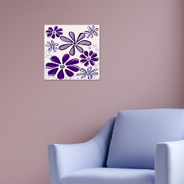Abstracte Paarse bloemendoodle Poster