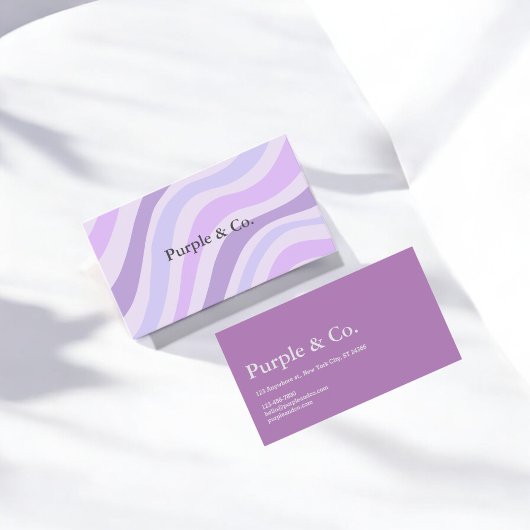 Abstracte Paarse Blue Wavy Stripe Modern Minimalis Visitekaartje