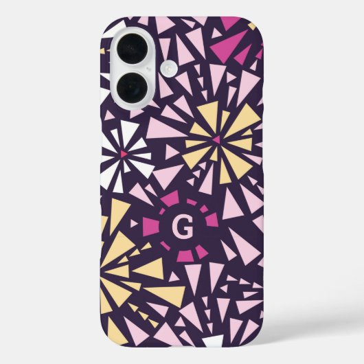 Abstracte Paarse bursts monogram Initiaal Case-Mate iPhone Case (Achterkant)