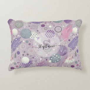 Abstracte Paarse cirkels met verfstrips Accents Accent Kussen