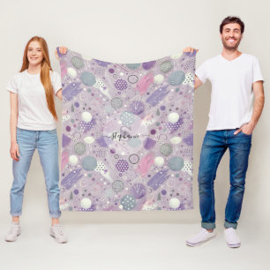 Abstracte Paarse cirkels met verfstrips Accents Fleece Deken