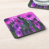 Abstracte Paarse Daisies Floral Cork Onderzetter S (Linkerzijde)
