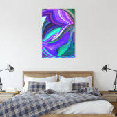 Abstracte Paarse en Blauwgroen Stretched Canvas Pr (Insitu (Slaapkamer))