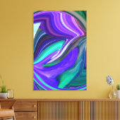 Abstracte Paarse en Blauwgroen Stretched Canvas Pr (Insitu (Woonkamer))