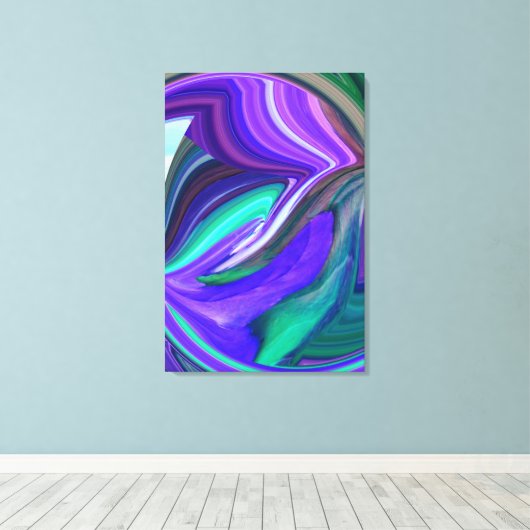 Abstracte Paarse en Blauwgroen Stretched Canvas Pr (Insitu (Houten vloer))