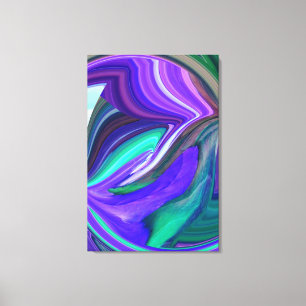 Abstracte Paarse en Blauwgroen Stretched Canvas Pr Afdruk