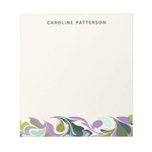 Abstracte Paarse en groene marmerkunst op maat Notitieblok