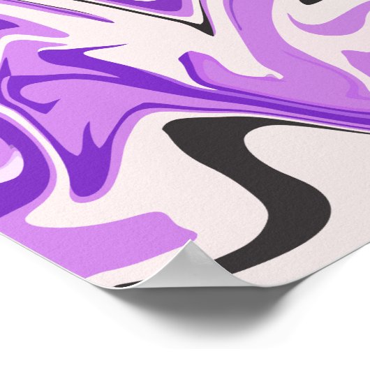 Abstracte Paarse en witte vloeistofkunst Poster (Hoek)