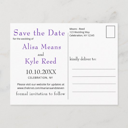 Abstracte Paarse Fuchsia Gold Save the Date Aankondigingskaart (Achterkant)