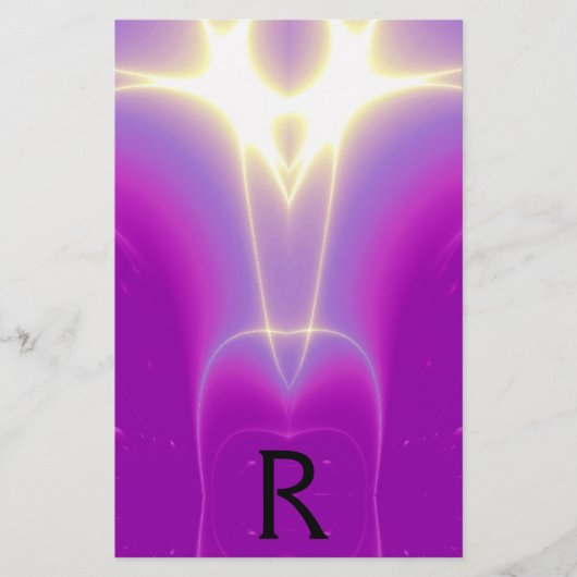 ABSTRACTE PAARSE FUCHSIEWIT-LICHTWAVELMONOGRAM BRIEFPAPIER (Voorkant)