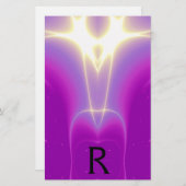 ABSTRACTE PAARSE FUCHSIEWIT-LICHTWAVELMONOGRAM BRIEFPAPIER (Voorkant / Achterkant)