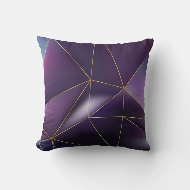 Abstracte paarse geometrie met gouden lijnen kussen (Voorkant)