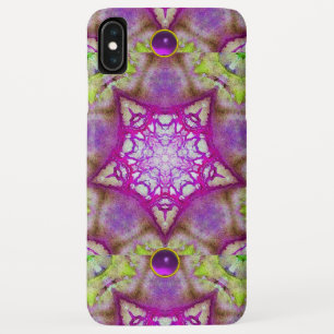ABSTRACTE PAARSE GREEN FUCHSIA STARS MET GEMSTONEN iPhone XS MAX HOESJE