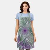 Abstracte Paarse groene bloem Fractal Art Beste ma Schort (Gedragen)