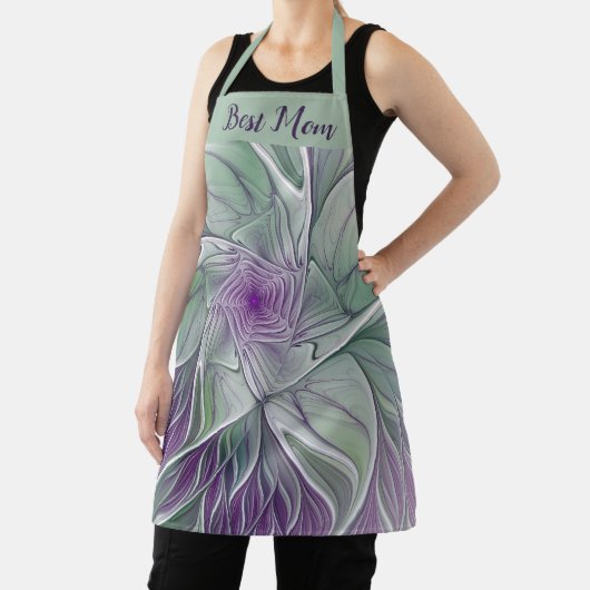 Abstracte Paarse groene bloem Fractal Art Beste ma Schort (Insitu)