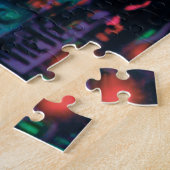 Abstracte Paarse groene rode neon lights Medley Legpuzzel (Zijkant)