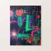 Abstracte Paarse groene rode neon lights Medley Legpuzzel (Verticaal)