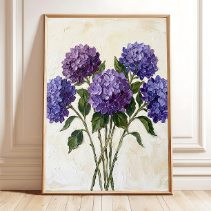 Abstracte Paarse Hortensia Canvasprint Poster