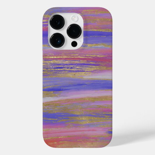 Abstracte Paarse, Koraal en Goud geschilderde Slag Case-Mate iPhone Case (Achterkant)