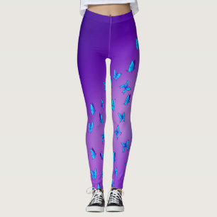 Abstracte Paarse maan en vlinders Leggings