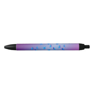 Abstracte Paarse Moonbeams en Vlinders Zwarte Inkt Pen