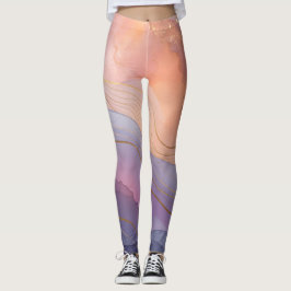 Abstracte Paarse perzik Leggings