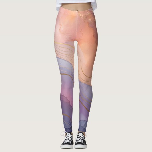 Abstracte Paarse perzik Leggings (Voorkant)