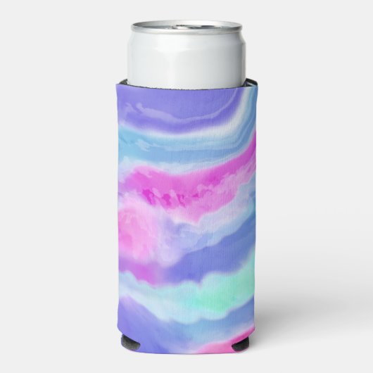 Abstracte Paarse Roze en Aqua Can of Flessenkoeler (Seltzer Voorkant)