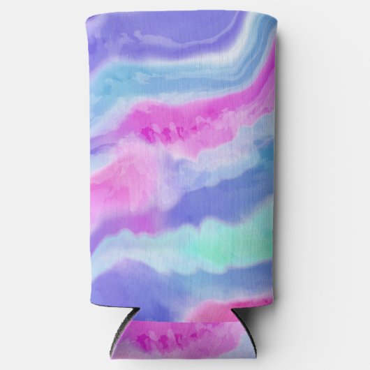 Abstracte Paarse Roze en Aqua Can of Flessenkoeler (Voorkant)