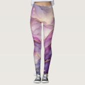 Abstracte Paarse Roze Gouden Chic Sparkle Leggings (Voorkant)