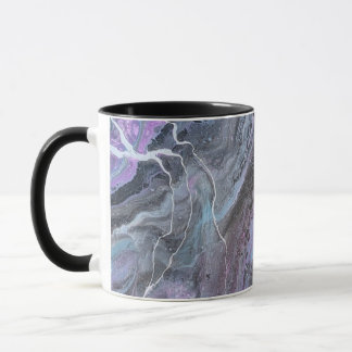 Abstracte paarse & turquoise stroom mok