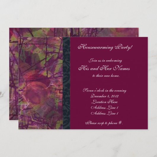 Abstracte Paarse uitnodiging tot het opwarmen van (Voorkant / Achterkant)