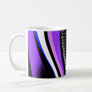 Abstracte Paarse witte en zwarte curve Koffiemok