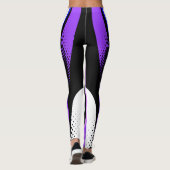 Abstracte Paarse witte en zwarte curve Leggings (Achterkant)