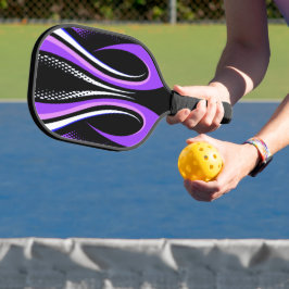 Abstracte paarse witte en zwarte curve pickleball paddle